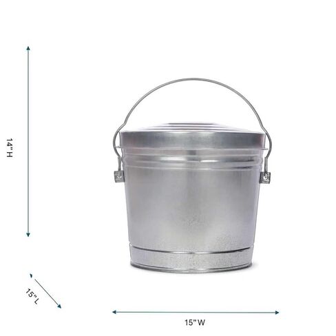 6 Gallon Galvanized Trash Can with Lid, Heavy Duty Metal Waste Basket, Rust-Resistant Steel Body with Handles for Indoor and Outdoor Use, Small Garbage Pail in Saudi Arabia