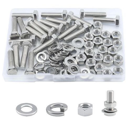 5/16-18 x 1-1/4" Hex Head Screw Bolt (20PCS), Lock Nuts,Flat & Lock Washers Kits,304 Stainless Steel 18-8,Fully Threaded.) in Kuwait