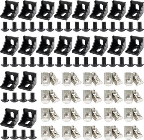 20 Sets 40 Series Aluminum Extrusion Profile T Slot Corner Bracket 4040 90 Degree Right Angle Connector with M8 Spring Bolts Nuts for 40/40 4080 Extruded Aluminum Hardware in Saudi Arabia