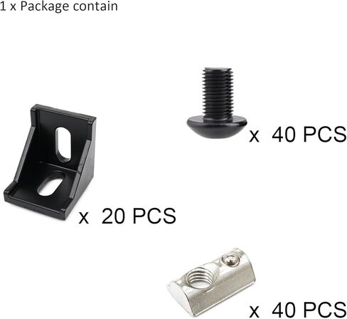 20 Sets 40 Series Aluminum Extrusion Profile T Slot Corner Bracket 4040 90 Degree Right Angle Connector with M8 Spring Bolts Nuts for 40/40 4080 Extruded Aluminum Hardware in Saudi Arabia