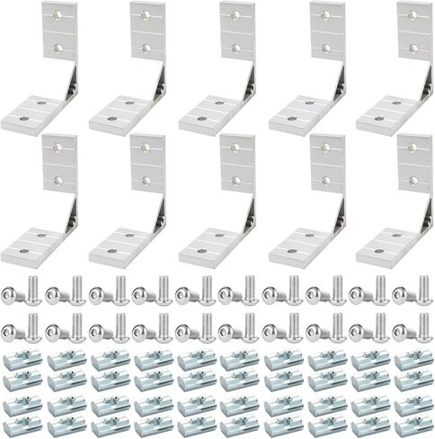 10 Set 10, 25 Series Aluminum Extrusion Profile Corner Bracket 1010 2525 Extruded Hardware 90 Degree Right Angle Connector with M6 Bolts Nuts for 1" x 1" 1 Inch Slot Extruded Aluminum Connect in Saudi Arabia