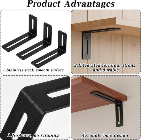 12PCS Adjustable Right Angle Brackets Sets 4" Adjustable 90 Degree Slotted L Brackets with 2 Slots Holes Heavy Duty Metal for PC Case Shelves Wood Furniture Cabinet Drawer, Max Load 30 LB in Saudi Arabia