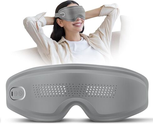 DREAMSOME Eye Massager with Heat and Vibration, Eye Mask with Acupressure and Vision Window, Rechargeable Eye Care Device with Bluetooth Music for Relaxation in Saudi Arabia