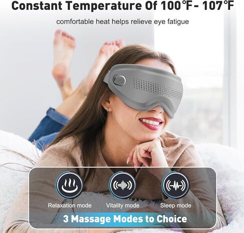 DREAMSOME Eye Massager with Heat and Vibration, Eye Mask with Acupressure and Vision Window, Rechargeable Eye Care Device with Bluetooth Music for Relaxation in Saudi Arabia