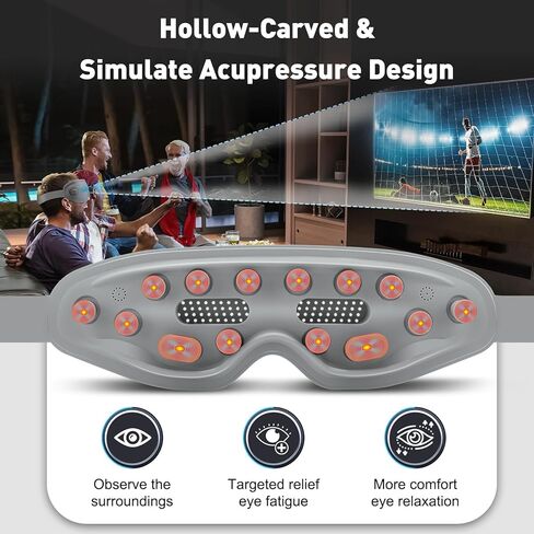 DREAMSOME Eye Massager with Heat and Vibration, Eye Mask with Acupressure and Vision Window, Rechargeable Eye Care Device with Bluetooth Music for Relaxation in Saudi Arabia