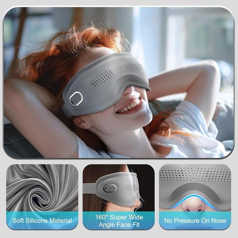 DREAMSOME Eye Massager with Heat and Vibration, Eye Mask with Acupressure and Vision Window, Rechargeable Eye Care Device with Bluetooth Music for Relaxation in Saudi Arabia
