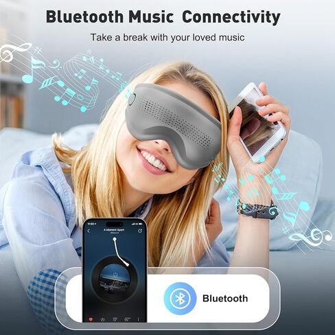 DREAMSOME Eye Massager with Heat and Vibration, Eye Mask with Acupressure and Vision Window, Rechargeable Eye Care Device with Bluetooth Music for Relaxation in Saudi Arabia