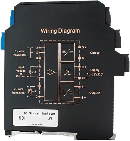 عازل إشارة تيار مستمر 1 في 2 مخرج رفيع للغاية 4-20 مللي أمبير (الإدخال 0-5 فولت) in Kuwait