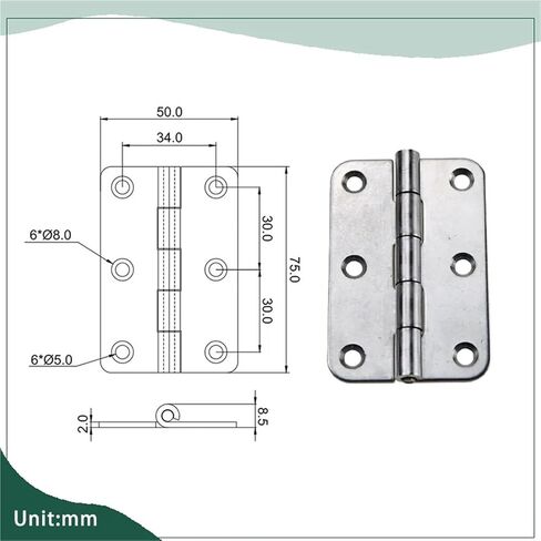 304 الفولاذ المقاوم للصدأ للطي شقة ستة ثقب الباب المفصلي الحاملة 1 قطعة in Kuwait