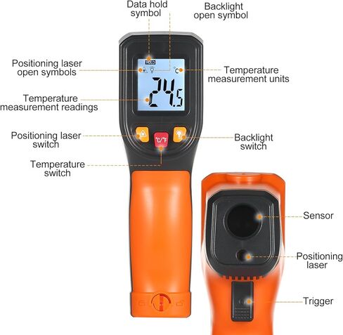 Thermometer Digital Thermometer Meter Industrial Meter Infrared Thermometer -50~600℃ Infrared Thermometer Industrial Measuring Meter NJTY Infrared Thermometer Non-Contact Digital Gun -50° in Saudi Arabia