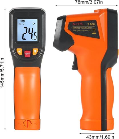 Thermometer Digital Thermometer Meter Industrial Meter Infrared Thermometer -50~600℃ Infrared Thermometer Industrial Measuring Meter NJTY Infrared Thermometer Non-Contact Digital Gun -50° in Saudi Arabia