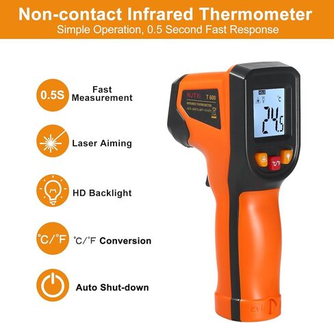 Thermometer Digital Thermometer Meter Industrial Meter Infrared Thermometer -50~600℃ Infrared Thermometer Industrial Measuring Meter NJTY Infrared Thermometer Non-Contact Digital Gun -50° in Saudi Arabia