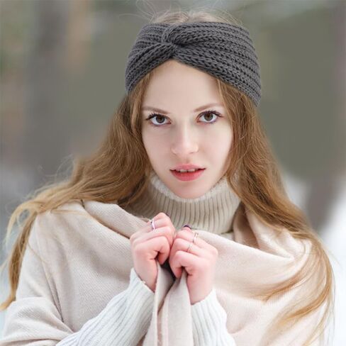 TODDER 5 قطع عصابات رأس شتوية متماسكة للنساء، عصابات رأس سميكة وناعمة لتدفئة الأذن للنساء في الطقس البارد (أبيض جملي بورجوندي أزرق أسود) in Kuwait