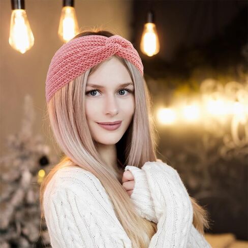 TODDER 5 قطع عصابات رأس شتوية متماسكة للنساء، عصابات رأس سميكة وناعمة لتدفئة الأذن للنساء في الطقس البارد (أبيض جملي بورجوندي أزرق أسود) in Kuwait