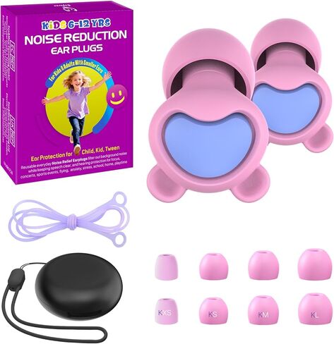 Kids Noise Reduction Ear Plugs(6+yrs) – Reusable Child Ear Protection for Sensitive Ears, Comfortable Earplugs for School, Travel, Focus, Concert, Sleep & Loud Events – 4 Sizes Ear Tips in XS-L, 26dB in Saudi Arabia