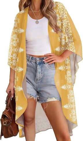 سترة OFEEFAN Kimonos للنساء لملابس السباحة لتغطية الشاطئ كاجوال فضفاضة لملابس السباحة in Saudi Arabia