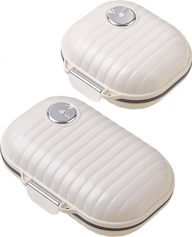 Travel Pill Organizers 2 Pack with Medication Tracker, Portable Pill Box 7 Day Moisture Proof Daily Medicine Vitamin Case for Vitamins (Black) in Kuwait