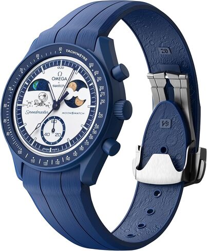 Strap for Omega x Swatch MoonSwatch Watch 20mm,Folding Buckle Lunar Soil Texture Band Compatible Omega Swatch Moonswatch Speedmaster,Curved No Gap Replacement Strap for Men Women in Saudi Arabia