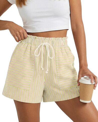 BTFBM Casual Striped Shorts for Women 2026 Spring Summer Elastic Waist Y2K Lounge Pajama Vacation Beach PJ Bottoms Clothes in Saudi Arabia