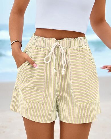 BTFBM Casual Striped Shorts for Women 2026 Spring Summer Elastic Waist Y2K Lounge Pajama Vacation Beach PJ Bottoms Clothes in Saudi Arabia
