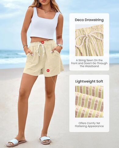 BTFBM Casual Striped Shorts for Women 2026 Spring Summer Elastic Waist Y2K Lounge Pajama Vacation Beach PJ Bottoms Clothes in Saudi Arabia