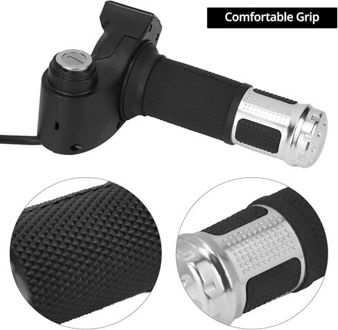 QWORK E-Bike Twist Throttle Grip with LCD Voltage Display & Key Lock, 12V-84V Electric Bike Scooter Trike Throttle Handlebar Grip, 5-Wire Connector, 1 Pair in Saudi Arabia