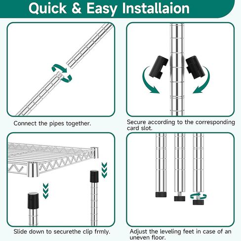 M MZG 1750LBS 47.2 بوصة عرض 5 طبقات أرفف تخزين فولاذية وحدة رفوف معدنية حامل سلكي منظم للمنزل والمطبخ والمكتب والجراج كروم 17.7 بوصة عمق × 47.2 بوصة عرض × 72.4 بوصة ارتفاع in Kuwait