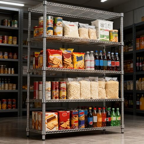 M MZG 1750LBS 47.2 بوصة عرض 5 طبقات أرفف تخزين فولاذية وحدة رفوف معدنية حامل سلكي منظم للمنزل والمطبخ والمكتب والجراج كروم 17.7 بوصة عمق × 47.2 بوصة عرض × 72.4 بوصة ارتفاع in Kuwait