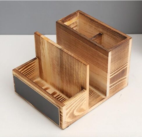 Napkin Holder for Table, Wooden Napkin Holder with Salt and Pepper Shakers Caddy, Rustic Napkin Holders Table Decor for Dining Table, Kitchen, Restaurant Seasoning Knife Fork Storage Box in Saudi Arabia