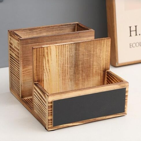 Napkin Holder for Table, Wooden Napkin Holder with Salt and Pepper Shakers Caddy, Rustic Napkin Holders Table Decor for Dining Table, Kitchen, Restaurant Seasoning Knife Fork Storage Box in Saudi Arabia