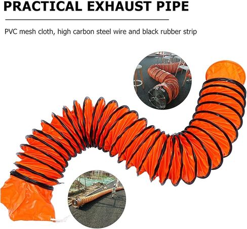 Exhaust Telescopic Hose,5M Telescopic Ventilation Pipe - Nylon PVC Exhaust Hose for Blower Fan, 15cm Diameter, Durable Ventilation Ducting, Ideal for Airflow & Exhaust Systems in Saudi Arabia