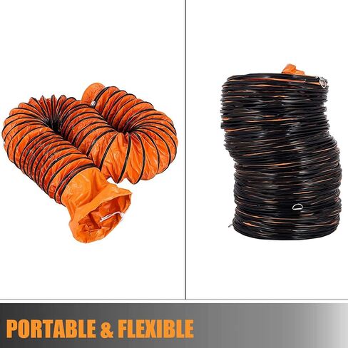 Exhaust Telescopic Hose,5M Telescopic Ventilation Pipe - Nylon PVC Exhaust Hose for Blower Fan, 15cm Diameter, Durable Ventilation Ducting, Ideal for Airflow & Exhaust Systems in Saudi Arabia