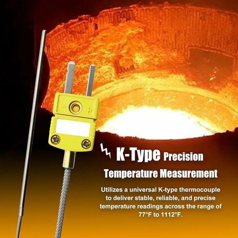 TCE-K02H3-100 K نوع مسبار حراري متوافق مع فرن K نوع حراري عالي درجة الحرارة مستشعر درجة الحرارة من 77 درجة فهرنهايت إلى 1112 درجة فهرنهايت، بديل لـ TCE-K02H3-100 in Saudi Arabia