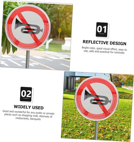 MAGICLULU No Whistle Sign Reflective No Horn Symbol for Traffic Safety Weather Resistant Sign for Restaurants Yards Homes and Courts Bright Color Design in Saudi Arabia