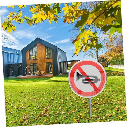 MAGICLULU No Whistle Sign Reflective No Horn Symbol for Traffic Safety Weather Resistant Sign for Restaurants Yards Homes and Courts Bright Color Design in Saudi Arabia