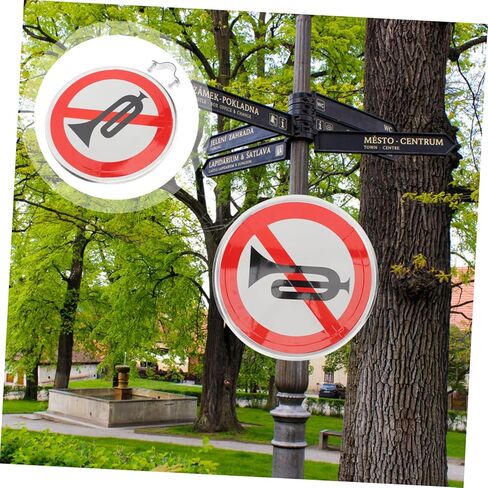 MAGICLULU No Whistle Sign Reflective No Horn Symbol for Traffic Safety Weather Resistant Sign for Restaurants Yards Homes and Courts Bright Color Design in Saudi Arabia