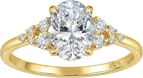 1CT/2CT/3CT 14K مطلية بالذهب 925 الفضة الاسترليني البيضاوي قطع خواتم الخطبة سوليتير مكعب زركونيا تشيكوسلوفاكيا عصابات وعد الزفاف للنساء حجم 5-9 in Kuwait