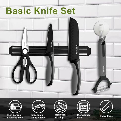 4-Pc Knife Set, 6 Inch Santoku Knife, 4 Inch Paring Knife, Kitchen Scissors, Y-Peeler, Anti-Rust Coating, Razor-Sharp, Stainless Steel Chef Knife Set, Perfect Gifts for Kitchen in Saudi Arabia