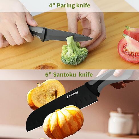 4-Pc Knife Set, 6 Inch Santoku Knife, 4 Inch Paring Knife, Kitchen Scissors, Y-Peeler, Anti-Rust Coating, Razor-Sharp, Stainless Steel Chef Knife Set, Perfect Gifts for Kitchen in Saudi Arabia
