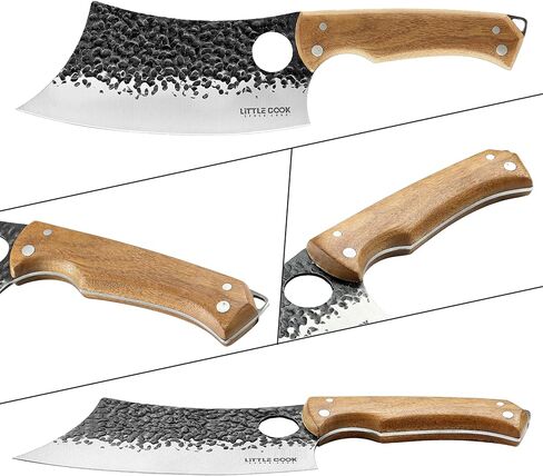9PCS Butcher Knife Set, 7" butcher meat cleaver, a 7" Serbian chef knife, a 6.5" Viking knife, 3 Knife Sheath, Poultry Shears, Honing steel and Knife Roll Bag (Unique Bull Pattern) in Saudi Arabia