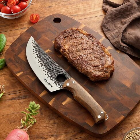 9PCS Butcher Knife Set, 7" butcher meat cleaver, a 7" Serbian chef knife, a 6.5" Viking knife, 3 Knife Sheath, Poultry Shears, Honing steel and Knife Roll Bag (Unique Bull Pattern) in Saudi Arabia