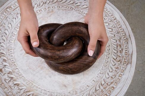 سلسلة زخرفية بعقدة خشبية، قطعة زخرفية من الخشب الريفي، سلسلة خشبية كبيرة للمنزل وغرفة المعيشة وطاولة القهوة والمزرعة باللون الأبيض 2KNWAL in Kuwait