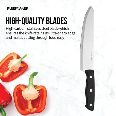 مجموعة Farberware Edgekeeper Triple Rivet Block مع مبراة سكاكين مدمجة، 16 قطعة، أسود in Kuwait