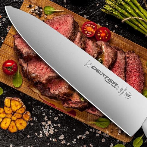 سكين الشيف Dexter-Russell مقاس 8 بوصات - S145-10PCP | سلسلة SANI-SAFE | شفرة من الفولاذ المقاوم للصدأ عالي الكربون، معتمدة من NSF، مقبض أبيض مقاوم للانزلاق، صنع في الولايات المتحدة الأمريكية in Saudi Arabia