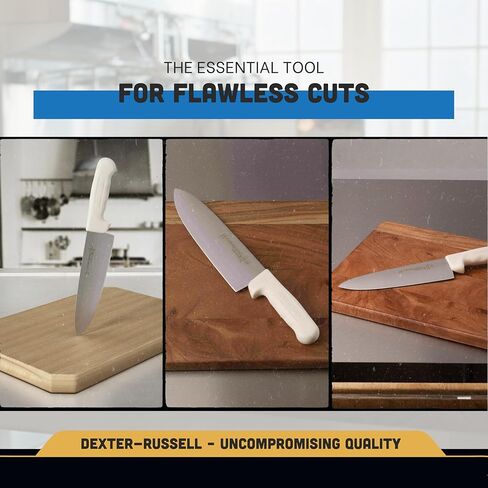 سكين الشيف Dexter-Russell مقاس 8 بوصات - S145-10PCP | سلسلة SANI-SAFE | شفرة من الفولاذ المقاوم للصدأ عالي الكربون، معتمدة من NSF، مقبض أبيض مقاوم للانزلاق، صنع في الولايات المتحدة الأمريكية in Saudi Arabia