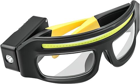 LED Glasses Rechargeable Headlight with Motion Sensor and Touch Control, 5 Modes USB C Lighted Glasses for Night Running,Camping, Fishing, Cycling, Hiking, Hands-Free Lighting (Yellow) in Saudi Arabia