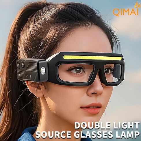 LED Glasses Rechargeable Headlight with Motion Sensor and Touch Control, 5 Modes USB C Lighted Glasses for Night Running,Camping, Fishing, Cycling, Hiking, Hands-Free Lighting (Yellow) in Saudi Arabia