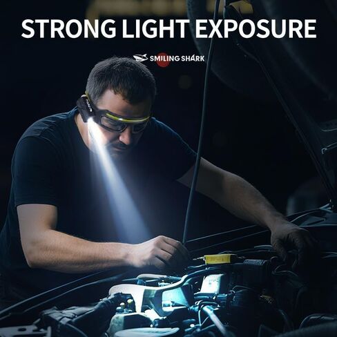 LED Glasses Rechargeable Headlight with Motion Sensor and Touch Control, 5 Modes USB C Lighted Glasses for Night Running,Camping, Fishing, Cycling, Hiking, Hands-Free Lighting (Yellow) in Saudi Arabia