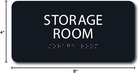 4"X8"- ADA Compliant- “Storage Room" Sign Black/White Tactile & Braille in Saudi Arabia