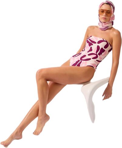ADRIANA DEGREAS Bold Foral Strapless Swimsuit in Saudi Arabia